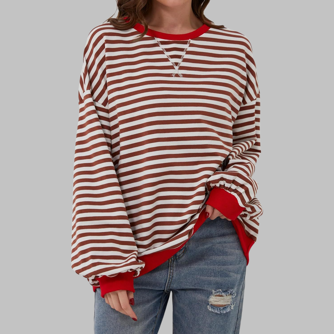 Oversized Striped Sweatshirt Relaxed Fit Soft Knit
