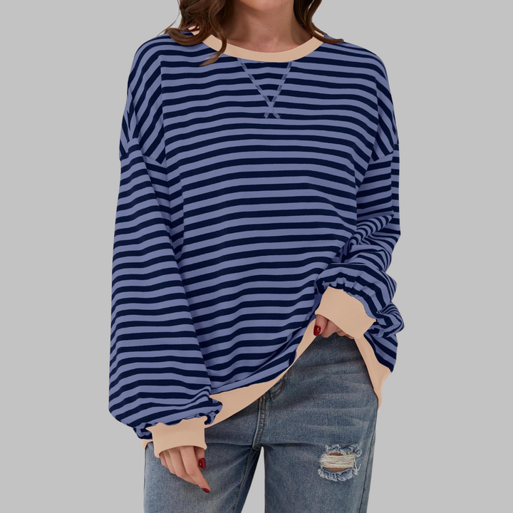 Oversized Striped Sweatshirt Relaxed Fit Soft Knit