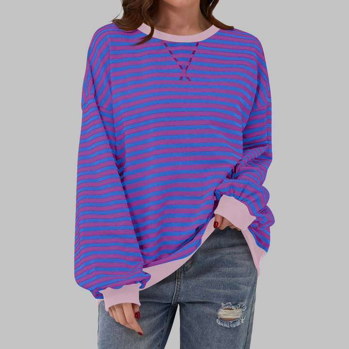 Oversized Striped Sweatshirt Relaxed Fit Soft Knit
