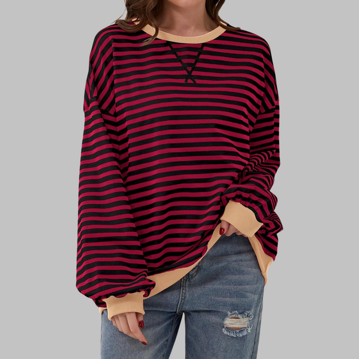 Oversized Striped Sweatshirt Relaxed Fit Soft Knit