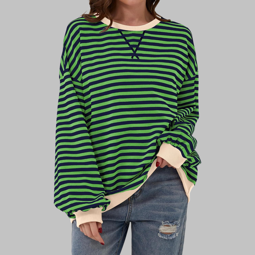 Oversized Striped Sweatshirt Relaxed Fit Soft Knit