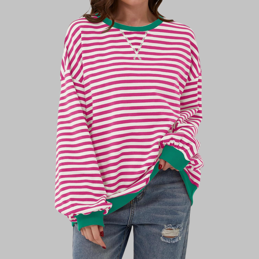 Oversized Striped Sweatshirt Relaxed Fit Soft Knit