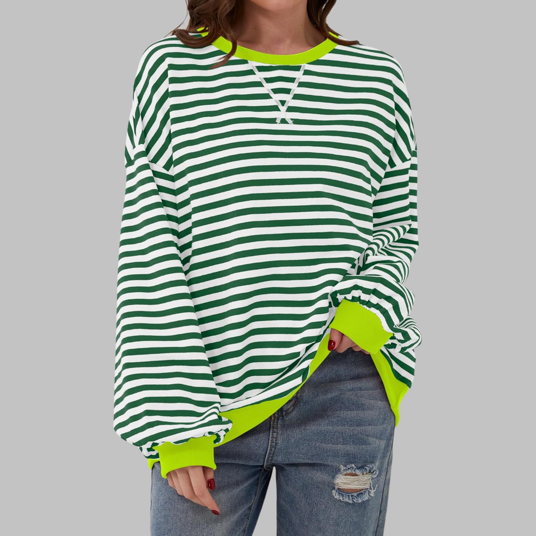 Oversized Striped Sweatshirt Relaxed Fit Soft Knit