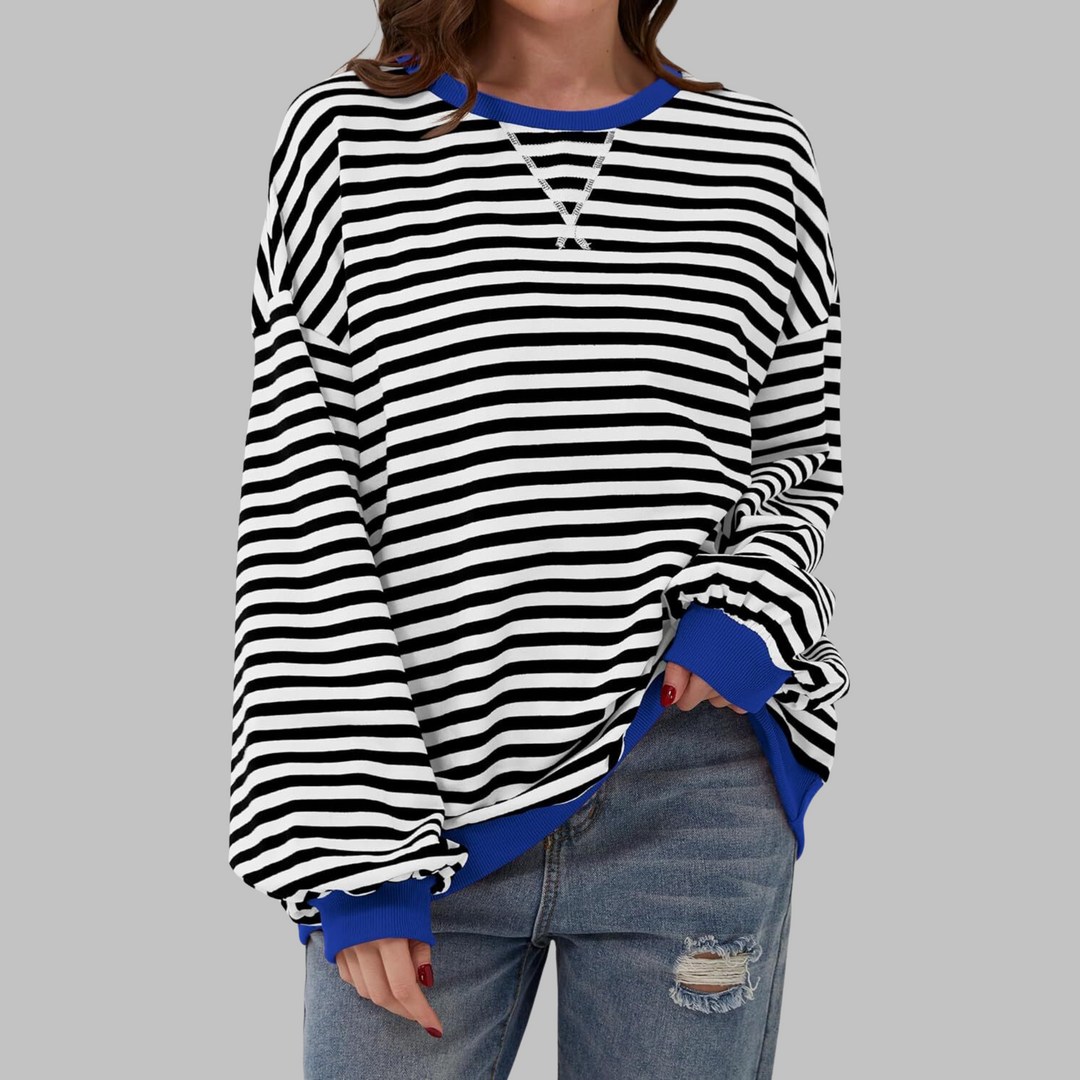 Oversized Striped Sweatshirt Relaxed Fit Soft Knit