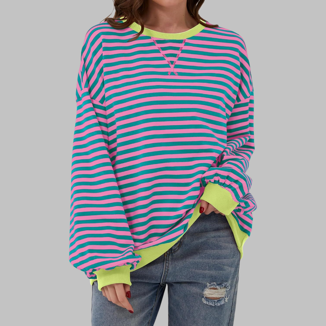 Oversized Striped Sweatshirt Relaxed Fit Soft Knit