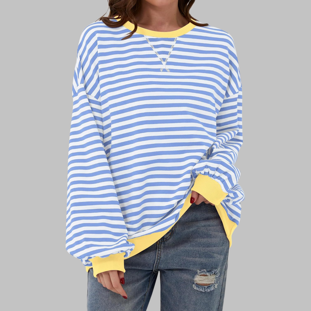 Oversized Striped Sweatshirt Relaxed Fit Soft Knit