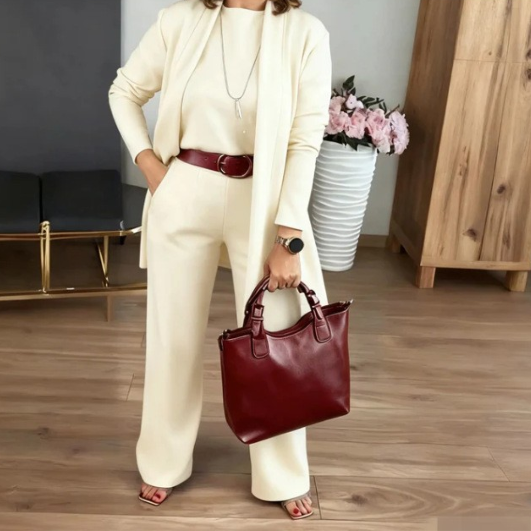 Icone™ ClassySet: Stylish Women's 3-Piece Long Cardigan and Pants Elegant Set
