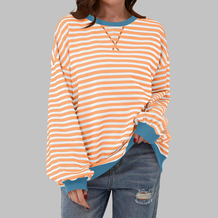 Oversized Striped Sweatshirt Relaxed Fit Soft Knit