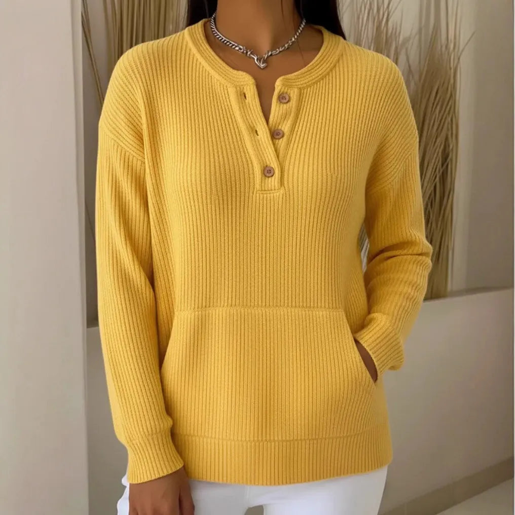 Aileen | Ribbed Henley Sweater