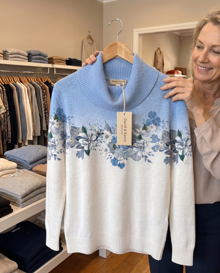 Freja | Floral sweater with a soft neckline