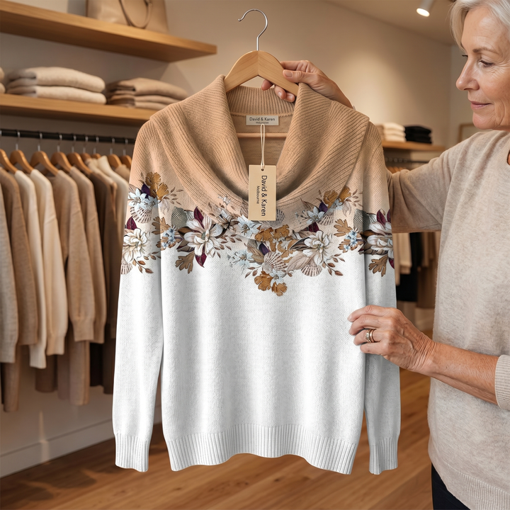 Freja | Floral sweater with a soft neckline
