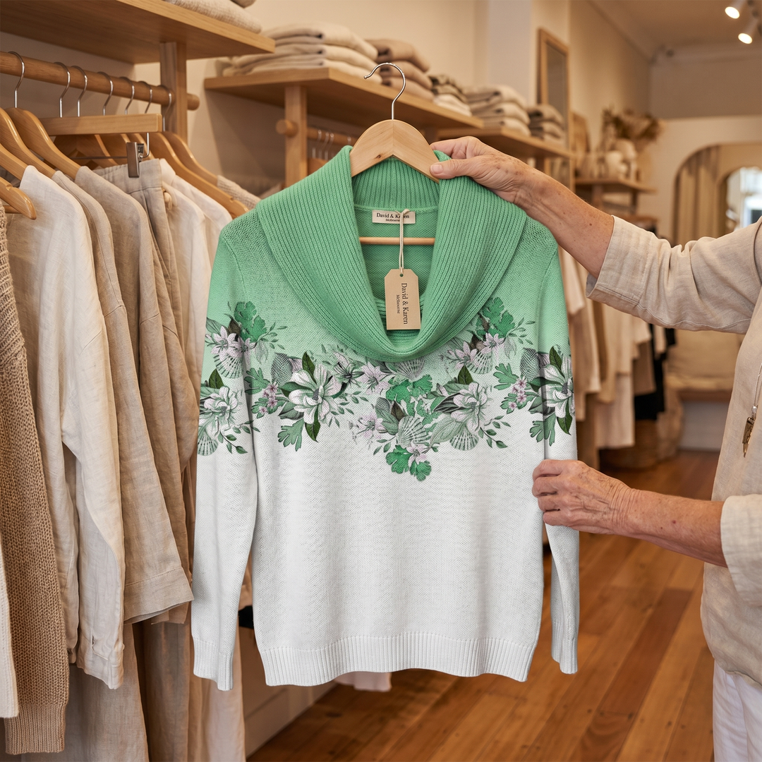 Freja | Floral sweater with a soft neckline