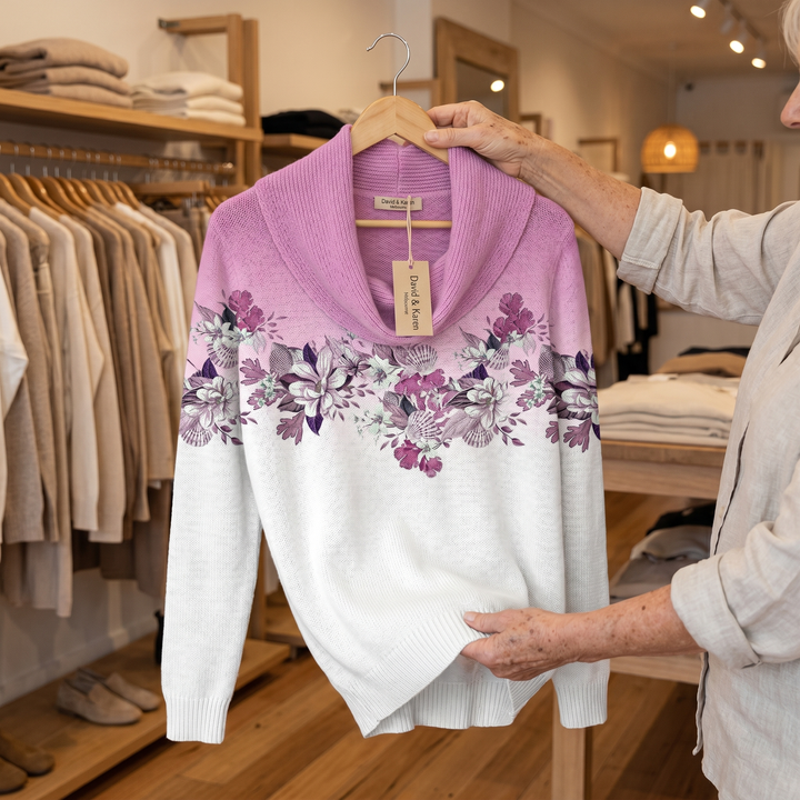 Freja | Floral sweater with a soft neckline