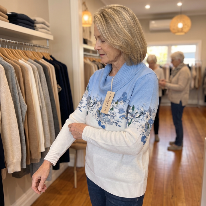 Freja | Floral sweater with a soft neckline
