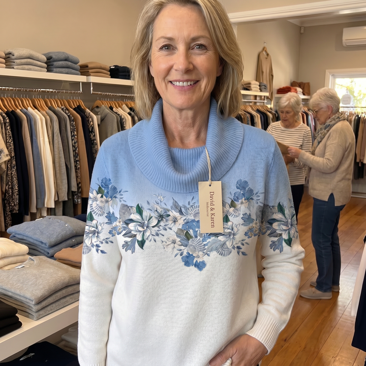 Freja | Floral sweater with a soft neckline