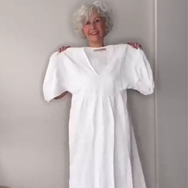 Loose Fit V Neck Midi Dress Lightweight Comfortable