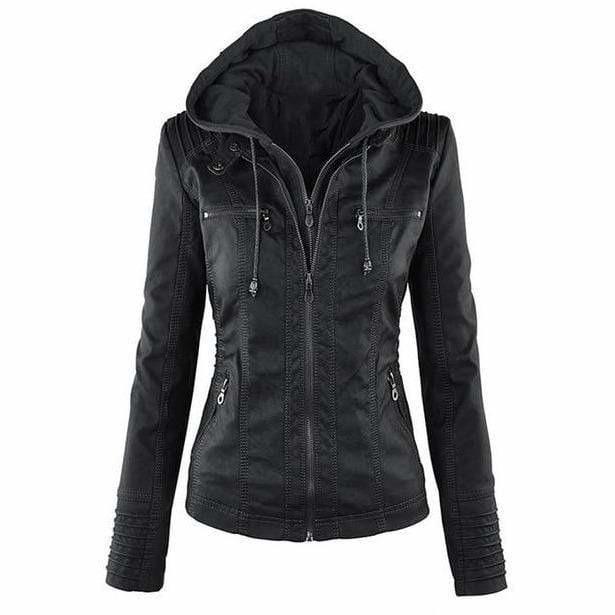 Alvera | Hooded Leather Jacket