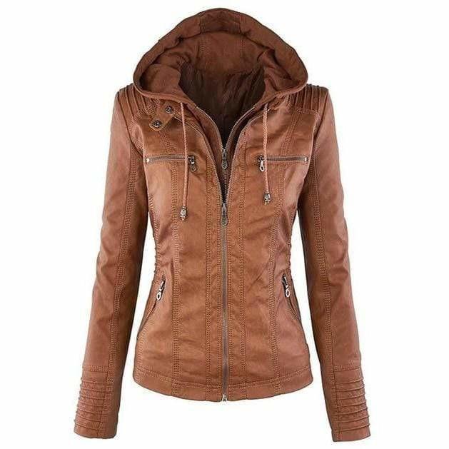 Alvera | Hooded Leather Jacket