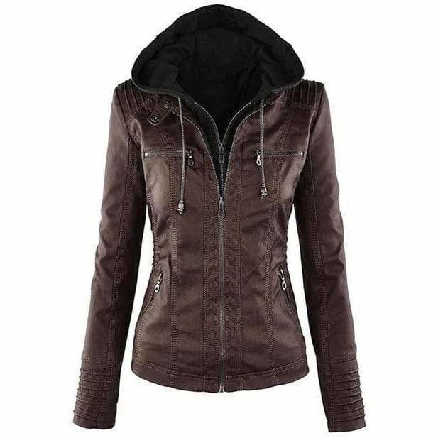 Alvera | Hooded Leather Jacket